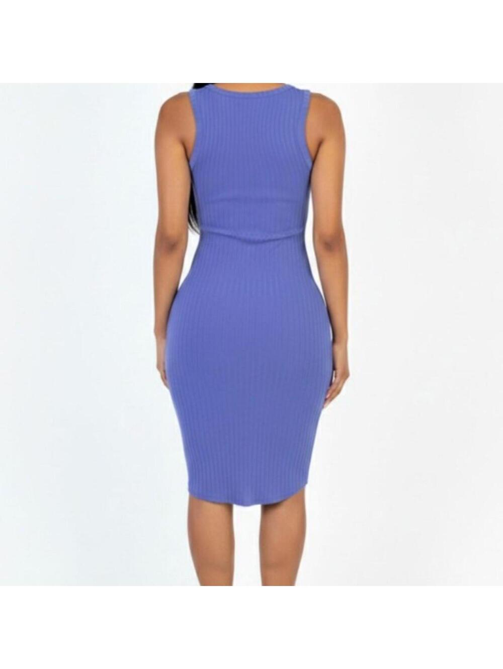 💜 Lavender Ribbed Bodycon Dress - Picture 4 of 4